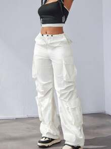 Flap Pocket Cargo Trousers - White - View 7