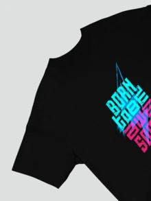 Men's Oversized Long Sleeve T-Shirt With Born To Be Awesome Print 100% Cotton - Black - View 3