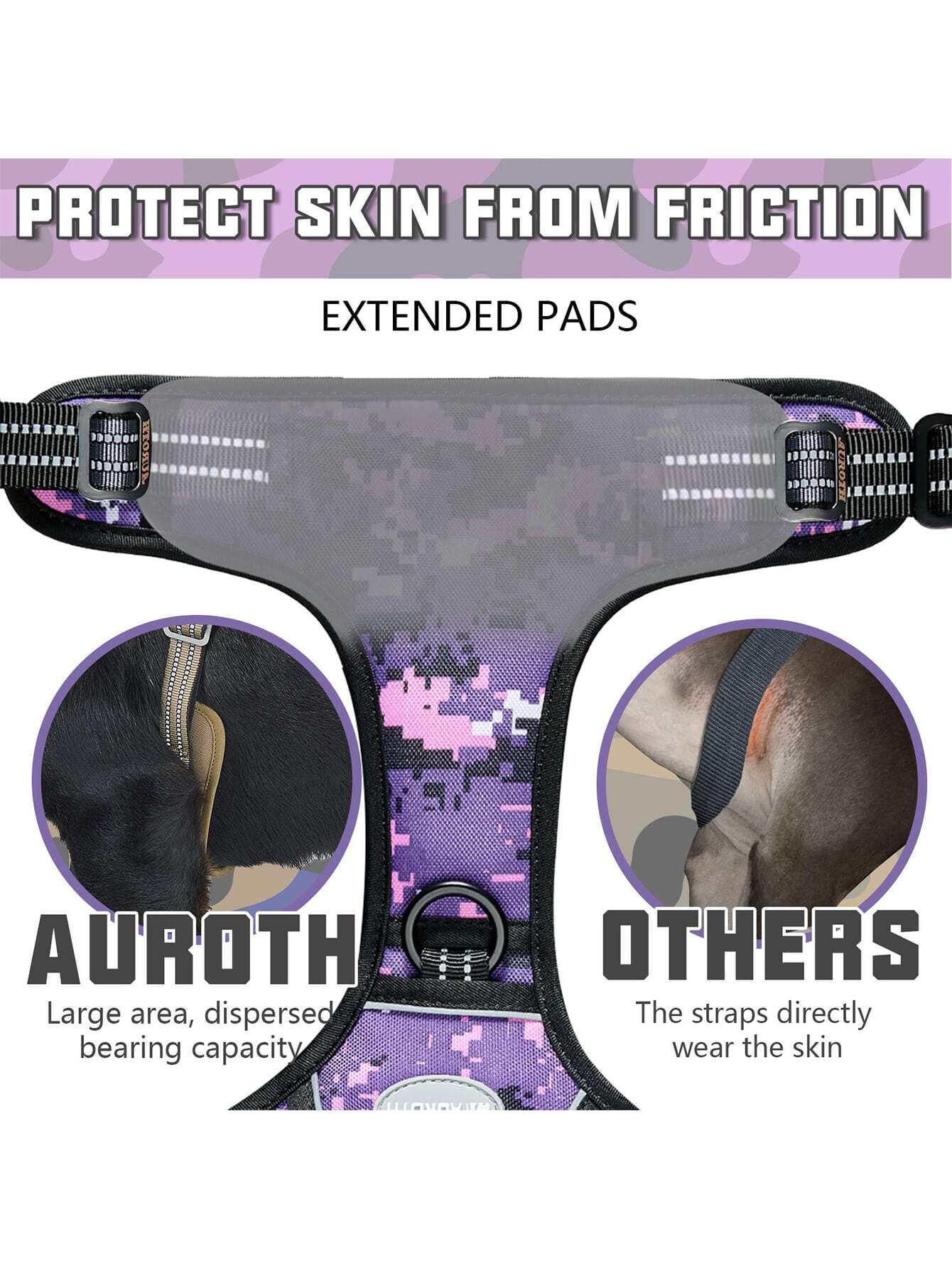 AUROTH Tactical Harness For Large Dogs No Pull Adjustable Pet Harness Reflective K9 Working