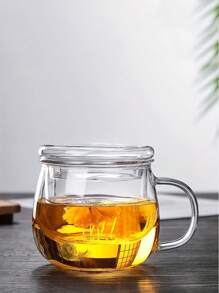 1 chiếc cốc thủy tinh 380ml/12,85oz có bộ lọc trà và nắp, cốc trà Borosilicate có bộ lọc cho chanh, nước, trà, cà phê, nước ép, thích hợp cho mùa hè và mùa đông, cho hoạt động ngoài trời, cắm trại - trong suốt - Xem 4