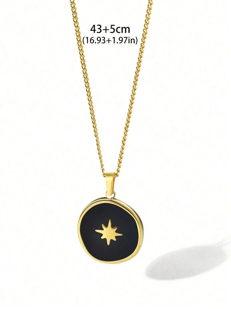 1pc Necklace With Waterproof & Smudge-Resistant Natural Stone Pendant, Sweet Choker Style - Multicolor - View 2