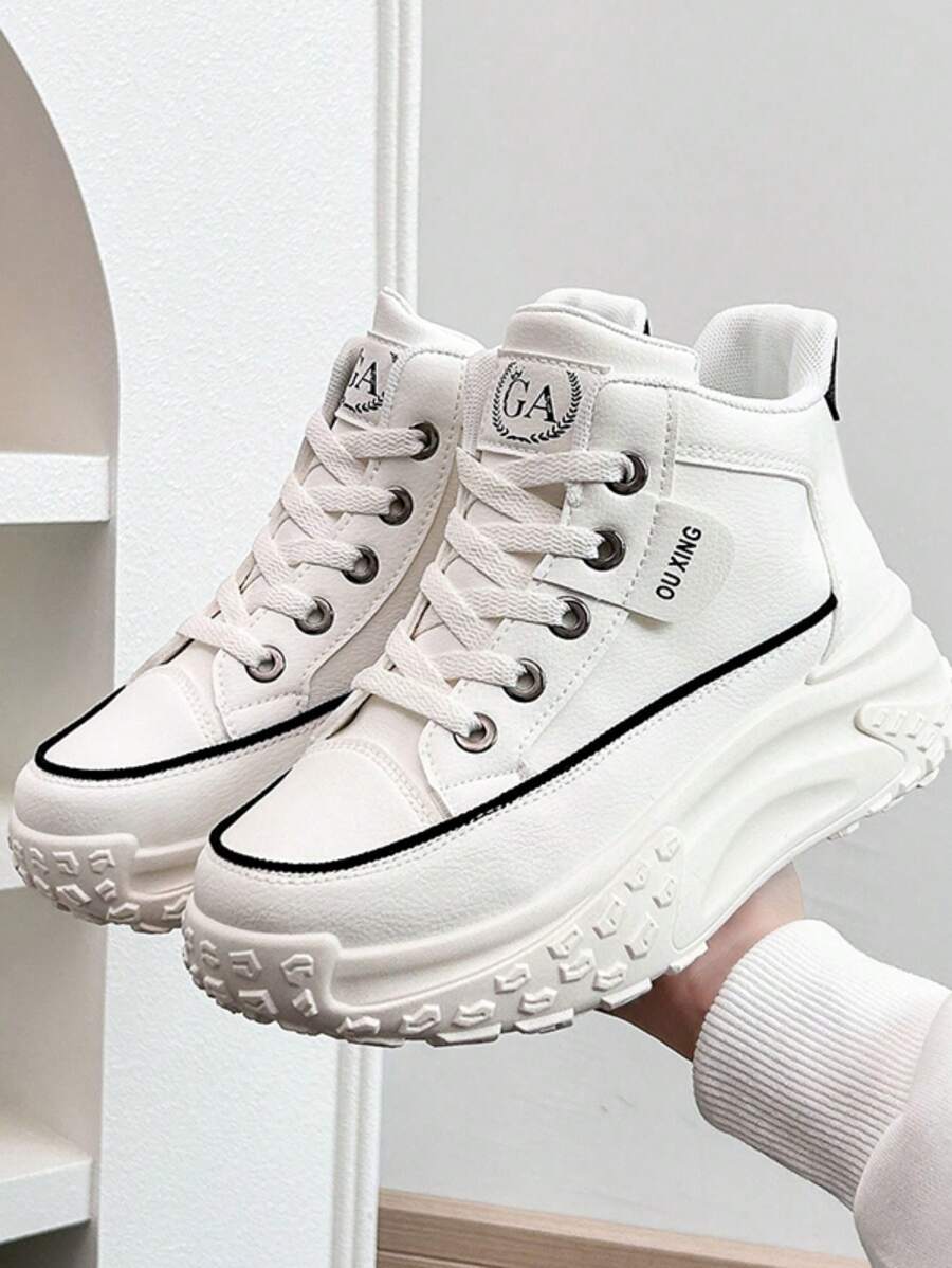 Ins Thick Sole Chunky Sneakers For Women, 2024 Autumn/Winter New Wine Red/Black Short Ankle Boots, Student Casual Shoes, Motorcycle Boots