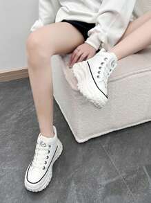 Ins Thick Sole Chunky Sneakers For Women, 2024 Autumn/Winter New Wine Red/Black Short Ankle Boots, Student Casual Shoes, Motorcycle Boots