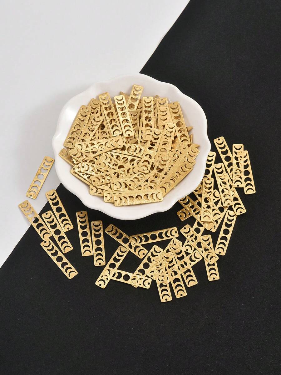 10 件空心月亮和几何矩形黄铜吊坠，用于 DIY 珠宝制作 - 耳环和项链组件