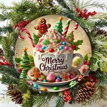 1pc 8x8 Inch Vintage Christmas Coffee Metal Wall Art - Biển báo trang trí thu hút sự chú ý, thích hợp cho nhà, vườn, hiên nhà, v.v. - Quà tặng hoàn hảo cho ngày lễ - Nhiều màu - Xem 5