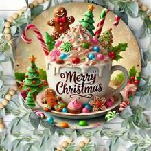 1pc 8x8 Inch Vintage Christmas Coffee Metal Wall Art - Biển báo trang trí thu hút sự chú ý, thích hợp cho nhà, vườn, hiên nhà, v.v. - Quà tặng hoàn hảo cho ngày lễ - Nhiều màu - Xem 6