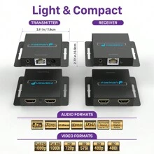 Fosmon Extender Adapter (1080p@60Hz) Over Single Cat5e/6 Cable With AC Adapter - Black - 黑色 - 查看 2