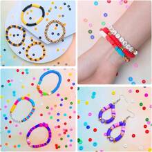 Kit de 4015 piezas para hacer pulseras con cuentas de arcilla, set de accesorios combinados para hacer collares, brazaletes y pendientes con cuentas planas de estilo preppy, un regalo de de cuentas de barro con estética bohemia