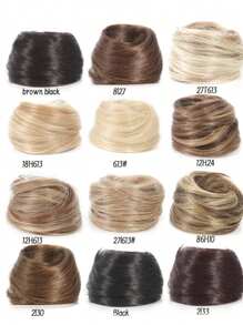 凌乱发髻 直发髻 接发 迷你橡皮筋发髻 发圈 合成甜甜圈 假发配件 高发髻 - 彩色 - 查看 4