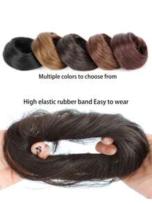 凌乱发髻 直发髻 接发 迷你橡皮筋发髻 发圈 合成甜甜圈 假发配件 高发髻 - 彩色 - 查看 5