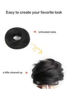 凌乱发髻 直发髻 接发 迷你橡皮筋发髻 发圈 合成甜甜圈 假发配件 高发髻 - 彩色 - 查看 7