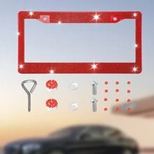 1 件 Bling Bling 塑料汽车牌照框，带手工水晶钻，多色、防锈、耐用，带配件可作为圣诞礼物 - 彩色 - 查看 10