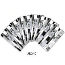 9 peças de adesivos de azulejos de parede de imitação de preto e cinza de 10x20 cm, adesivos de parede de azulejos de cerâmica à prova d'água e resistentes a óleo, adequados para decoração de parede em quartos, salas de estar, cozinhas, banheiros e sanitários