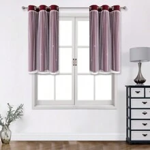 Bộ 2 tấm rèm cửa màu đỏ rượu vang có hình ngôi sao cắt, rèm cửa màu trơn cản sáng phù hợp cho phòng ngủ, rèm cửa ren hai lớp trang trí cho phòng bé gái, rèm cửa phòng khách, đồ trang trí Giáng sinh - Màu Đỏ Sâu - Xem 21