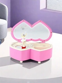 1pc Fashion Heart Shaped Music Box, Double Heart Design Home Decor, Contains Rotating Ballerina Dancer, Hand Crank Acrylic Musical Figurine, Romantic Metal Clockwork, Home Decor Accessory, Romantic Gift For Couples, Birthday, Valentine's Day, Party Valentine's Day Birthday Gifts Graduation