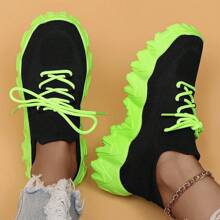 Women's Breathable Round Toe Slip-On Cushion Sneakers, Ladies' Casual Knitted Shoes - Màu xanh Bạc hà - Xem 3