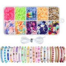 Kit de 4015 piezas para hacer pulseras con cuentas de arcilla, set de accesorios combinados para hacer collares, brazaletes y pendientes con cuentas planas de estilo preppy, un regalo de de cuentas de barro con estética bohemia