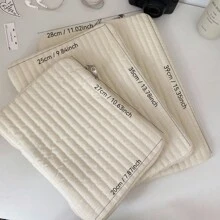 Einfacher einfarbiger 11 Zoll Tablet Schutzhülle mit schwarz-weißem gestreiftem Innenfutter, 14 Zoll 15,6 Zoll Laptoptasche für Frauen, Klassenzimmer Laptoptasche, Klassenzimmer Tasche, Lehrertasche, Klassenzimmer Organizer Tasche - Weiss - Übersicht 8