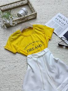DREAMS T-Shirt 100% Cotton - 黃色 - 查看 3