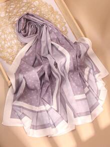 型号 1 件优质丝缎材料，优雅对比格子条纹印花图案，时尚优雅的女士头巾，柔软丝滑的头巾披肩头带 Abaya 配饰面纱服装 - 彩色 - 查看 10