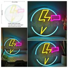 1PC 5V USB Easter/Summer Gifts Handmade Neon Lucky Ball Potion Keg Pumpkin King Tombstone/Gravestone Round Rock Music Circle Fitness Logo With Round Circle GYM Dumbbell With Hand Creative Game Room With Earphone Shape Wall