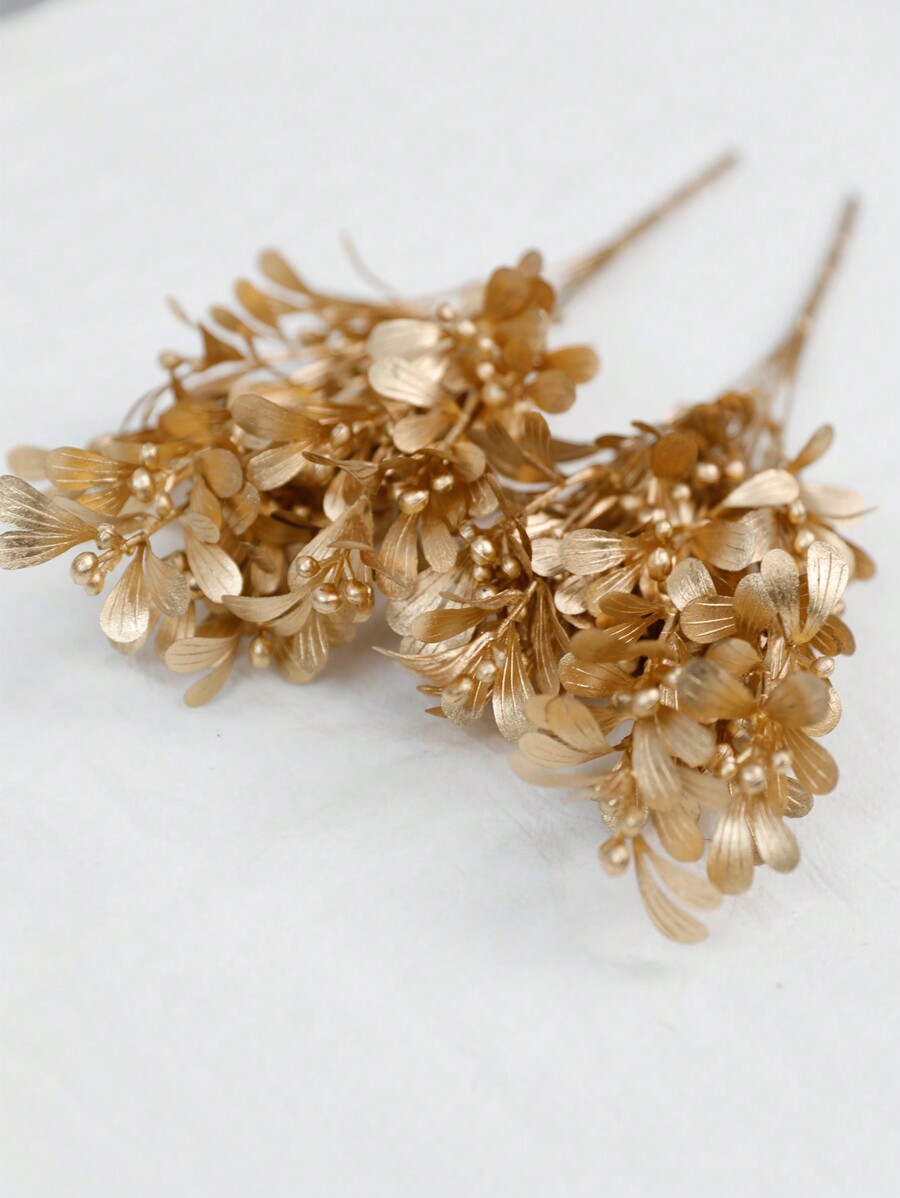 Gold Artificial Plants, Plastic Flowers Without Vase, For Indoor And