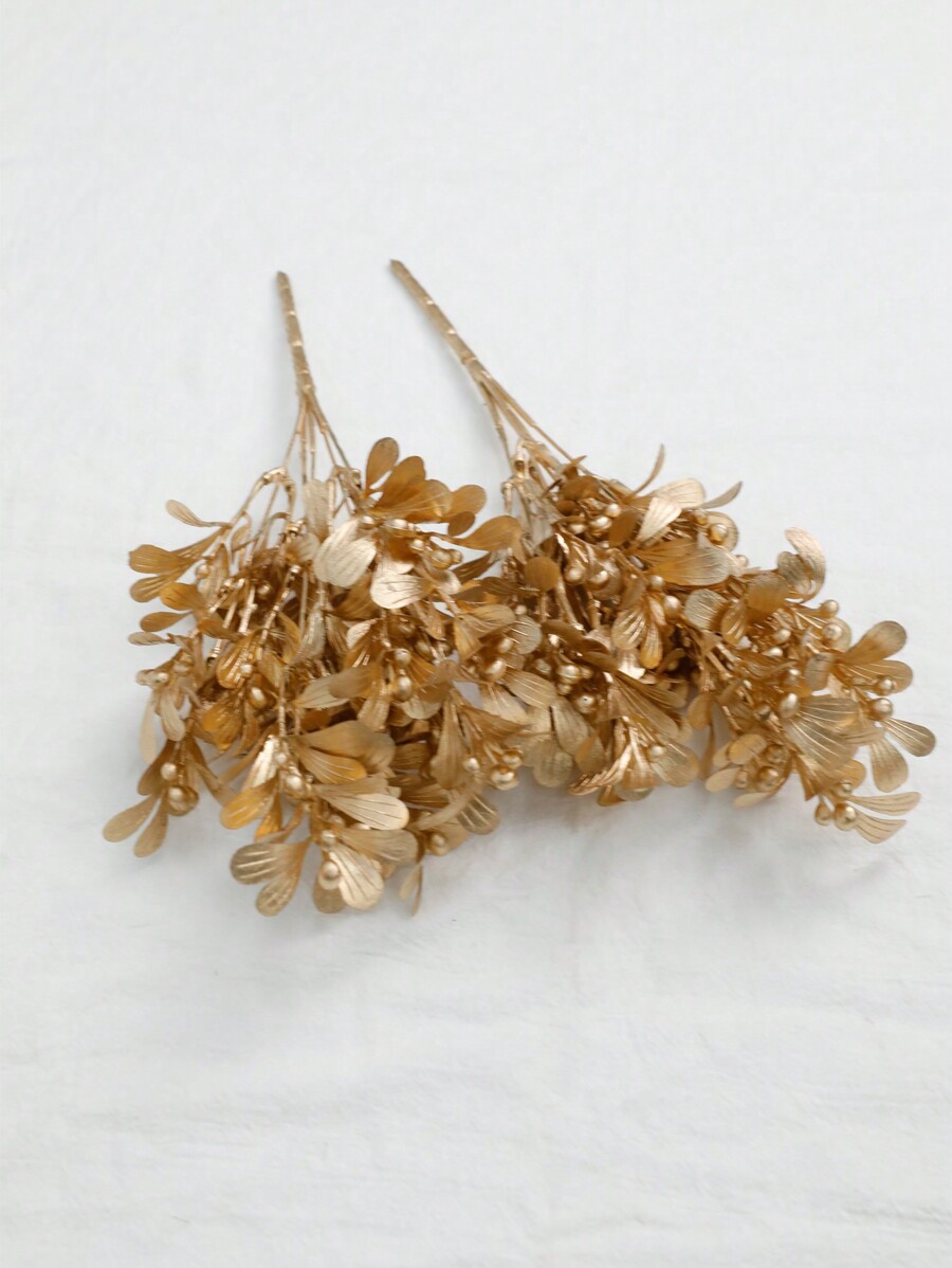 Gold Artificial Plants, Plastic Flowers Without Vase, For Indoor And