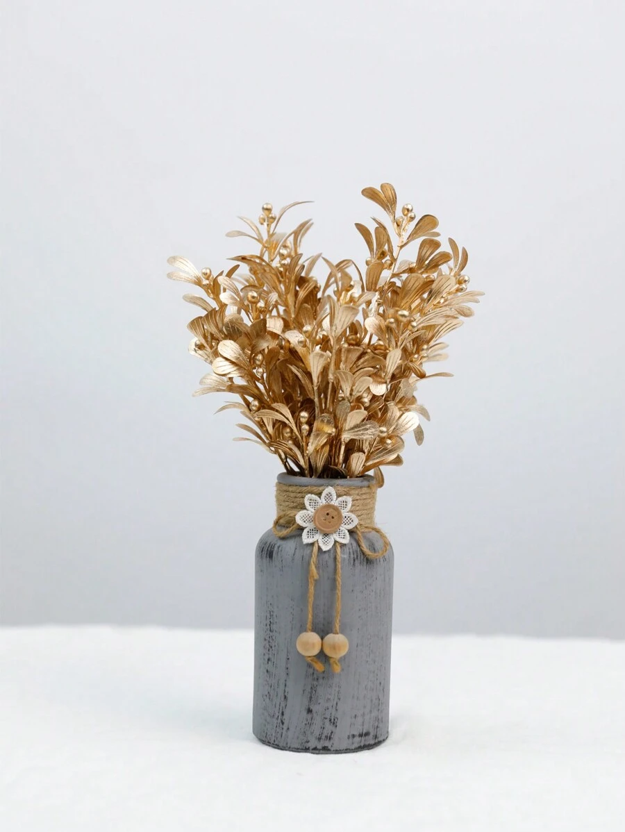Gold Artificial Plants, Plastic Flowers Without Vase, For Indoor And