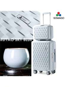 Somago Travel Luggage Sets With Baby Diaper Backpack PC+ABS Lightweight Hardside Spinner Suitcases With TSA Lock YKK Zippers Corner Protection For Woman Man - 汝窯天藍 - 查看 4