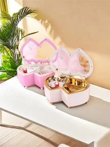1pc Fashion Heart Shaped Music Box, Double Heart Design Home Decor, Contains Rotating Ballerina Dancer, Hand Crank Acrylic Musical Figurine, Romantic Metal Clockwork, Home Decor Accessory, Romantic Gift For Couples, Birthday, Valentine's Day, Party Valentine's Day Birthday Gifts Graduation