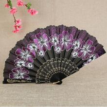 Kit 3 Foldable Luxury Sequin Printed Fabric Fan With Shiny Decoration For Waving - 3 cái ngẫu nhiên M29 - Xem 2