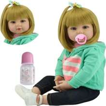 18 Inch 45 CM Reborn Baby Dolls Handmade Realistic Reborn Babies Girl Magnetic Pacifier Toys - Multicolor - View 1