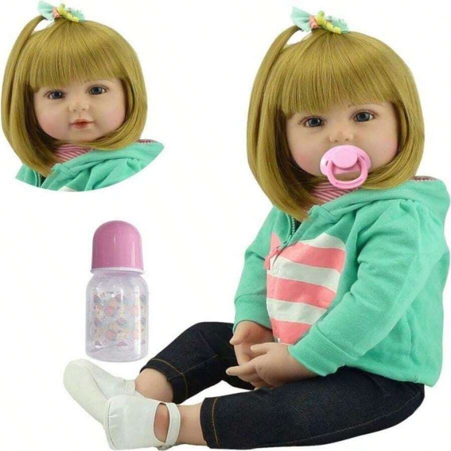 18 Inch 45 CM Reborn Baby Dolls Handmade Realistic Reborn Babies Girl Magnetic Pacifier Toys - Multicolor - View 1