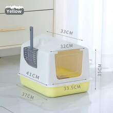 Hộp vệ sinh cho mèo lớn, kín hoàn toàn, kiểu nhà tuyết, chống bắn tung tóe và khử mùi cho mèo con - Nhiều màu - Xem 8