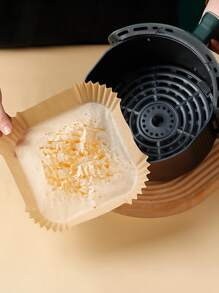 50/100/200 Piece, Square Disposable Air Fryer Liners (6.3 "), Paper Air Fryer Liners, Paper Basket Bowls, Baking Sheets, Oven Accessories, Baking Tools, Kitchen Gadgets, Kitchen Accessories - 方形 - 查看 3