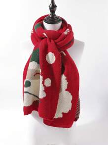 1 chiếc khăn quàng cổ Giáng sinh hình ông già Noel đan nhiều màu cho trẻ em, ấm áp và đa năng cho mùa thu/đông, Halloween - Đỏ - Xem 6