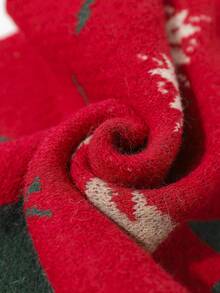 1 chiếc khăn quàng cổ Giáng sinh hình ông già Noel đan nhiều màu cho trẻ em, ấm áp và đa năng cho mùa thu/đông, Halloween - Đỏ - Xem 5