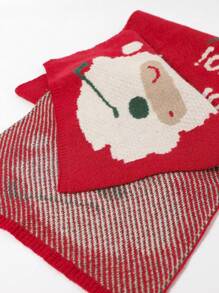 1 chiếc khăn quàng cổ Giáng sinh hình ông già Noel đan nhiều màu cho trẻ em, ấm áp và đa năng cho mùa thu/đông, Halloween - Đỏ - Xem 4