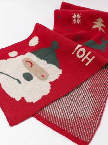1 chiếc khăn quàng cổ Giáng sinh hình ông già Noel đan nhiều màu cho trẻ em, ấm áp và đa năng cho mùa thu/đông, Halloween - Đỏ - Xem 3