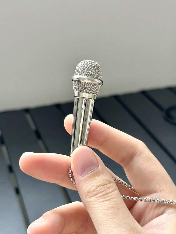1 Peça Colar Simples e Fashion com Pingente de Microfone Criativo, Adequado para Homens em Qualquer Ocasião