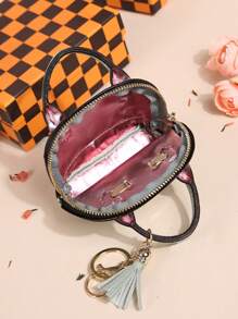 1pc New Style Coin Purse With Keychain For Women, Mini Simple Lovely Half-Moon Shaped Wallet, And Versatile Light Luxury Portable Bag For Car Keys, Korean Style
