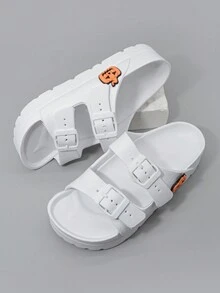 2024 时尚女士杏色百搭室内防滑耐磨 EVA 轻便拖鞋，柔软舒适户外凉鞋 - 白色 - 查看 4