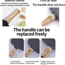 Multifunctional Non-Stick Frying Pan 4 Compartments Eggs Hamburger Omelette With Wooden Handle - 3合1白色 - 查看 2