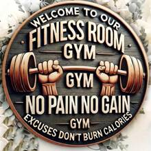 1pc 8x8 Inch Metal Printed Gym Sign, Motivational Wall Art For Home Gym, Fitness Enthusiasts - Gym Decor, No Excuses Burn Calories Sign, Random Direction Mounting Holes,Home Decor ,Room Decor,Wall Decor Gifts Birthday Graduation - Multicolor - View 4
