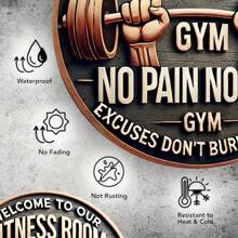 1pc 8x8 Inch Metal Printed Gym Sign, Motivational Wall Art For Home Gym, Fitness Enthusiasts - Gym Decor, No Excuses Burn Calories Sign, Random Direction Mounting Holes,Home Decor ,Room Decor,Wall Decor Gifts Birthday Graduation - Multicolor - View 5