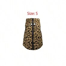 1pc Khaki New Leopard Print & Spotted Gourd Pattern Dog Coat With Back Zipper, Washable Pet Jacket Suitable For Large, Medium And Small Dogs, Home Or Outdoor Use - Khaki - View 20
