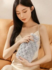 500/1000 毫升带盖毛绒热水袋，便携式橡胶热水袋，用于缓解疼痛、痛经、手脚 - 彩色 - 查看 5