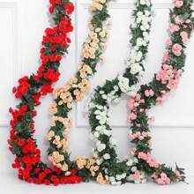 Kit 2 Flower Chain Autumn Cord Simulation 2 Meters Decorative Artificial Flowers - Rosa Fucsia - Ver 1