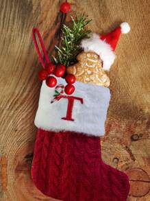 1 Stück Weihnachtsstrumpf, roter gestrickter Weihnachtsstrumpf, Mini-Monogramm-Weihnachtsstrumpf, 7 Zoll Initialen-Weihnachtsstrumpf, Mini-roter Weihnachtsstrumpf, bestickter Buchstabe A-Z Weihnachts-Strumpf, flauschiger Weihnachtsstrumpf Weihnachtsdekoration für Zuhause, Halloween, Halloweendekoration