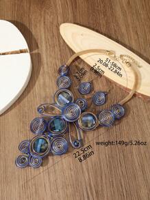 手工铝线和水晶编织波西米亚风格复古项链和耳环套装，欧美时尚优雅晚会/节日休闲配饰 - 彩色 - 查看 8